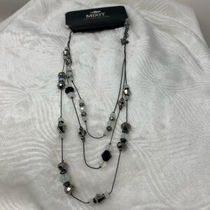 New Mix it jet collection dark silver tone 3 tiered necklace beaded